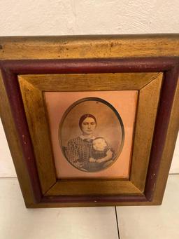 17" x 14" Antique Framed Mother & Child Photo