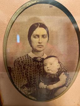 17" x 14" Antique Framed Mother & Child Photo