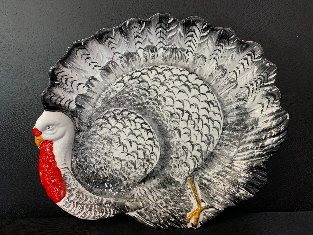 Pair of Turkey Platters Handpainted in Italy. The Largest is 19"