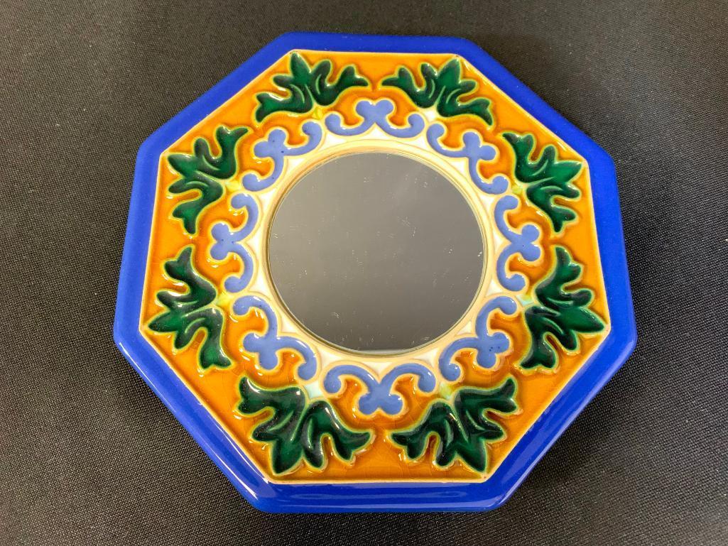 6.5" Wide Decorative Ceramic Mirror