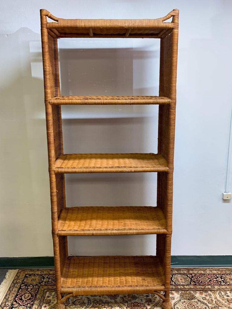 Wicker 4 Shelf Stand. This is 76" T x 30" W x 16" D