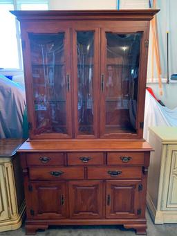 Young Republic Tell City Solid Hard Rock Maple China Hutch. This is 76" T x 43" W x 19" D