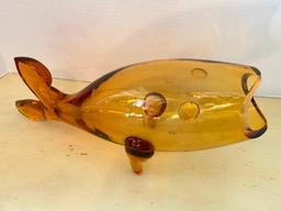 Yellow Glass Fish. Believed to be Blanko Glass. This is 7" x 16"