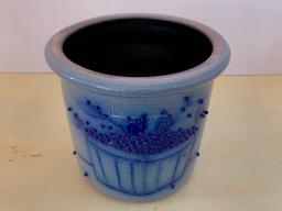 Salmon Falls Stoneware Crock w/Blueberry Design. This is 5" T x 6" W