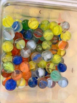 8" Glass Canister of Marbles