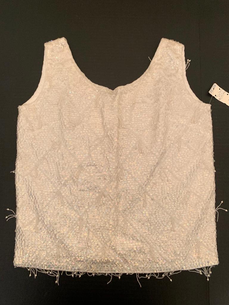 White Beaded, Vintage Camisole from Elder Beerman with Tags Still on it Size Medium