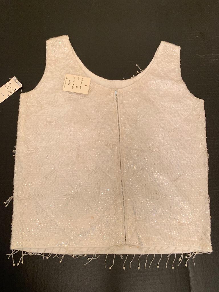 White Beaded, Vintage Camisole from Elder Beerman with Tags Still on it Size Medium