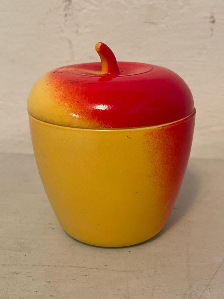 Small, Glass, Lidded Apple, 4" Total Height