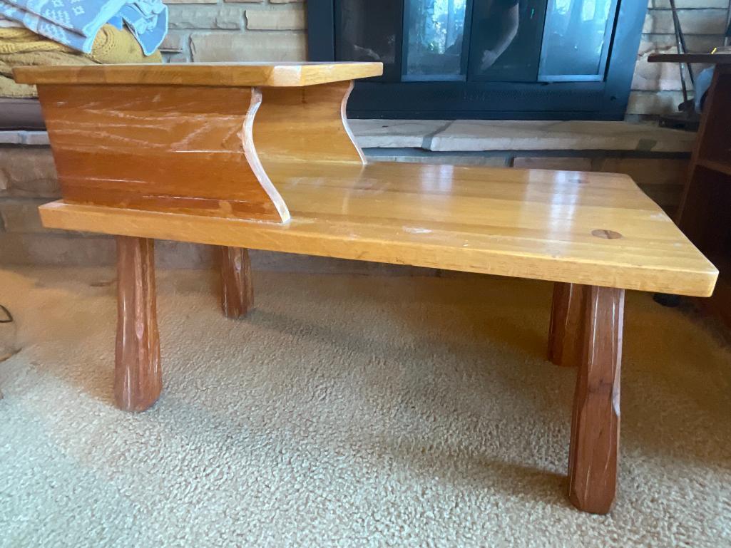 Vintage Ranch Oak Side Table. This is 21" T x 17.5" W x 32" D