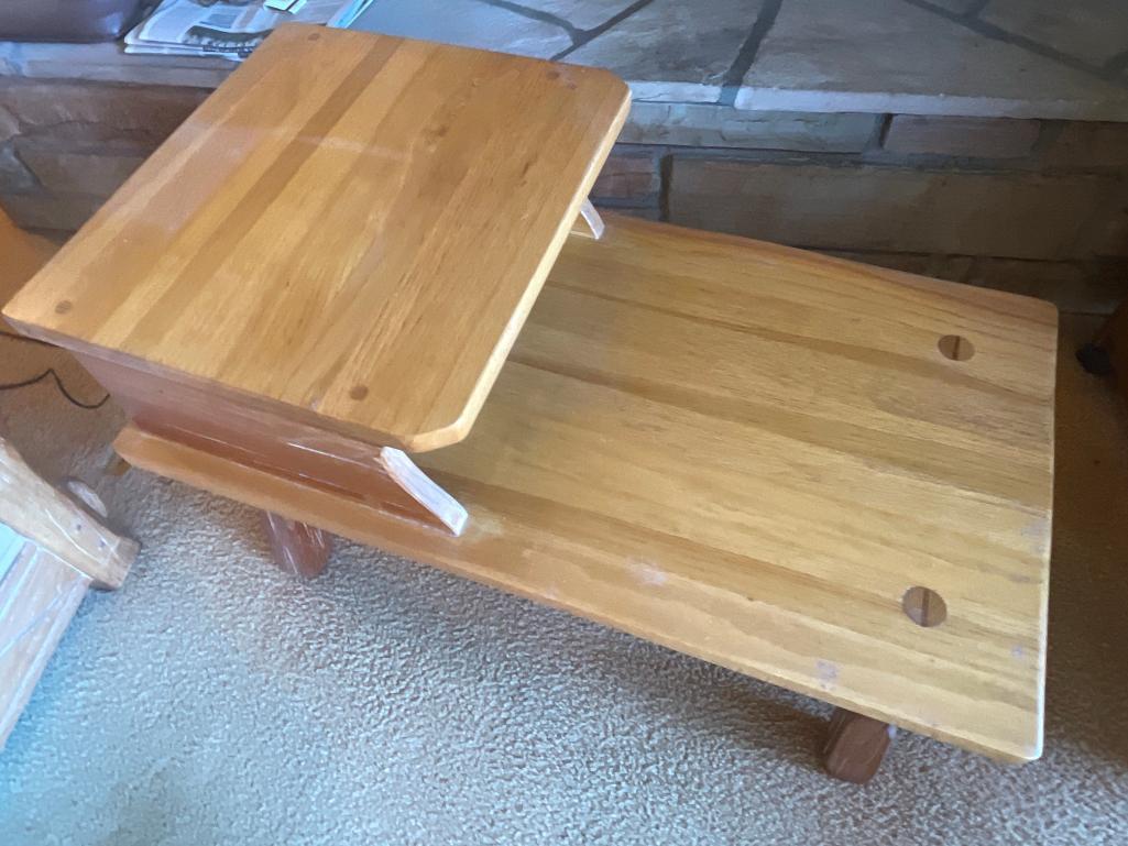 Vintage Ranch Oak Side Table. This is 21" T x 17.5" W x 32" D