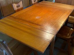 Vintage Ranch Oak Hidden Drop Leaf Dining Table w/5 Chairs. This is 29" T x 54" L x 36" W