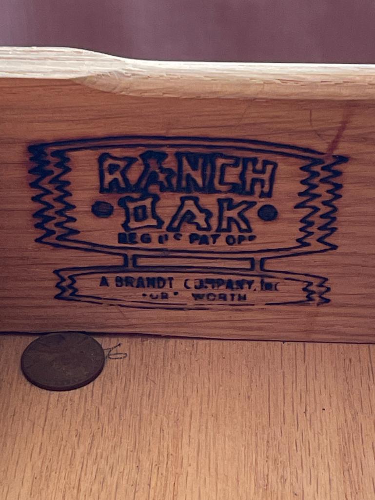 Vintage Ranch Oak Desk w/4 Drawers. This is 28" T x 44" W x 18" D
