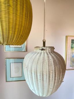 3' Hanging Lamp w/3 Wicker Basket Lights