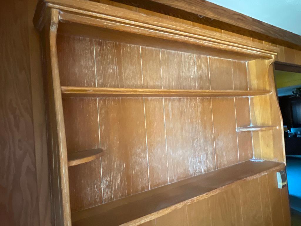 Vintage Ranch Oak Shelf. Has a Couple Cracks in the Wood. This is 26" T x 4' W x 7.5" D