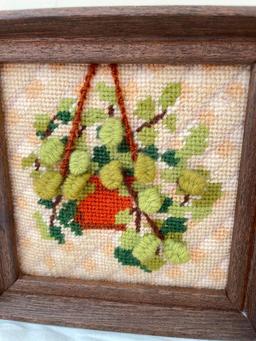 Pair of Needlepoint Artwork. They are 6.5" x 6.5"