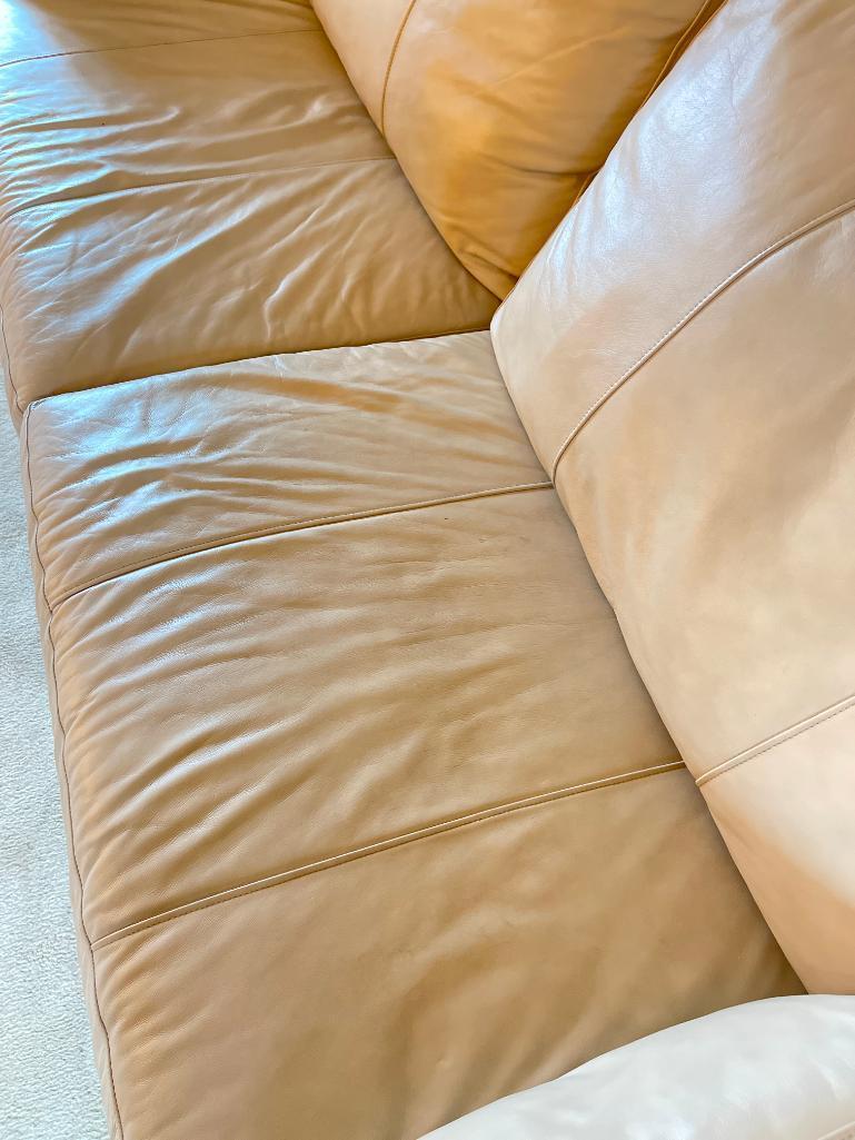 Very Nice Leather Sofa by Sofa Express. This is 35" T x 92" W x 39" D