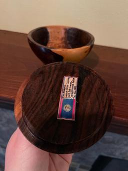 3" x 4" Corozal District Belize Zericote Hand Carved Wood Bowl w/Lid