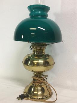 Glass & Brass Electric Oil Style Lamp