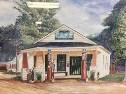 Framed Original Appears to be Watercolor "Whistle Stop Cafe"