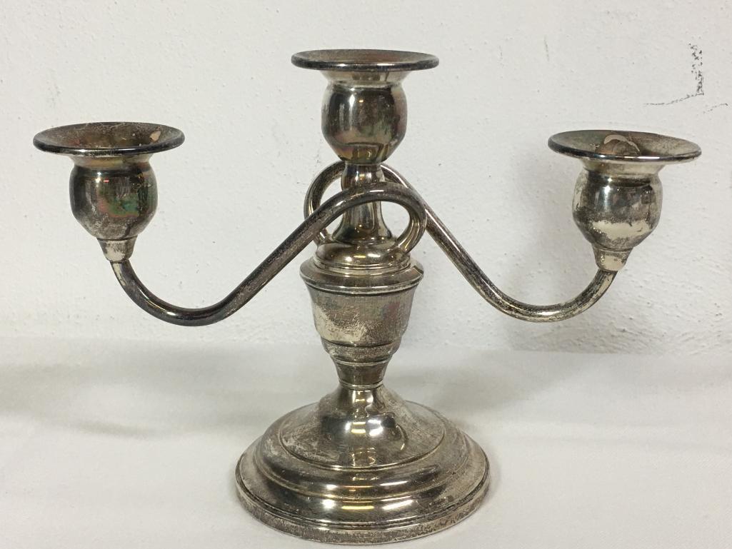 Pair of Sterling Reinforced w/Cement Candlestick Holders