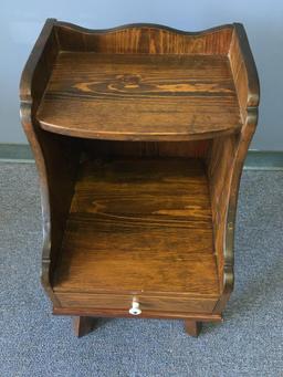 Handmade Wood Side Table w/Drawer