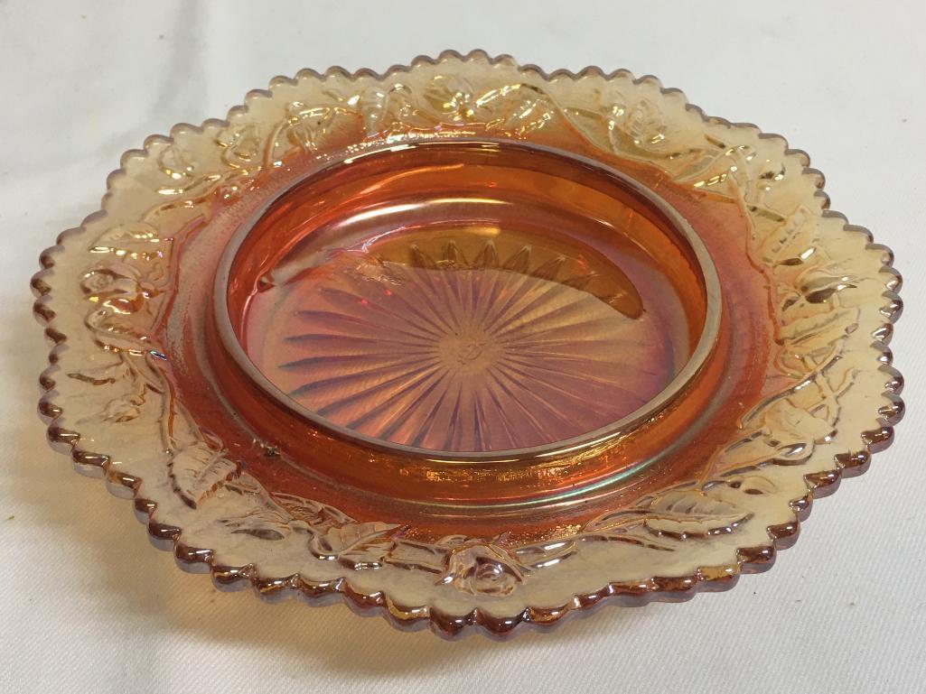 Carnival Glass Covered Candy Dish