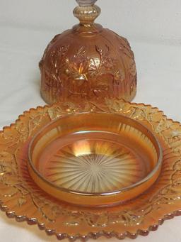 Carnival Glass Covered Dish