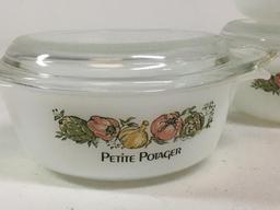 Group of 3 Fire King Petite Potager Baking Dishes w/Lids