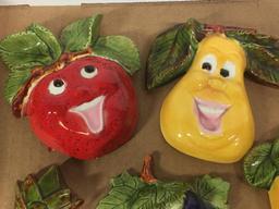 Vintage Group of Ceramic Fruit Wall Art