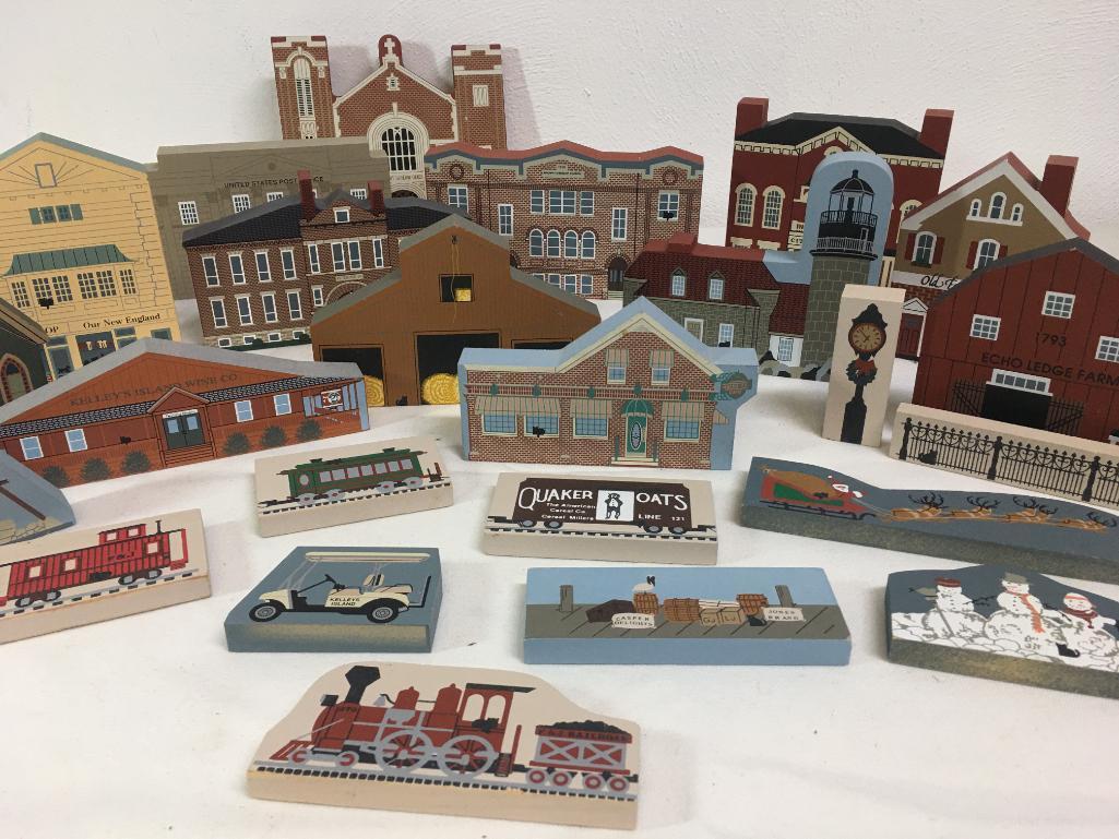 Vintage Lot of "The Cat's Meow" Wood Village Pieces