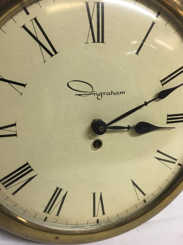 Gold Tone Ingraham Metal Clock