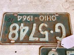 Pair of '64 Vintage Ohio Matching License Plates