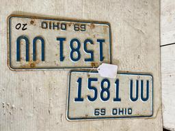 Pair of '69 Vintage Ohio Matching License Plates