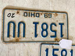 Pair of '69 Vintage Ohio Matching License Plates