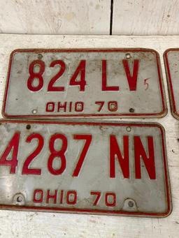 Group of 4 '70 Vintage Ohio License Plates