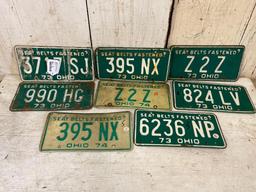 Group of 8- '73 & '74 Vintage Ohio License Plates