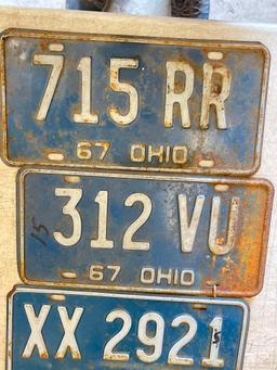 Group of 5 -1967 Vintage Ohio Mix Matched License Plates