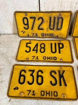 Group of 6 '71 Vintage Ohio License Plates