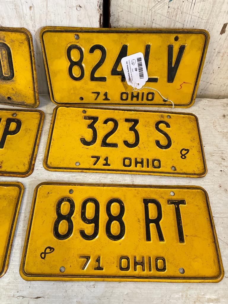 Group of 6 '71 Vintage Ohio License Plates