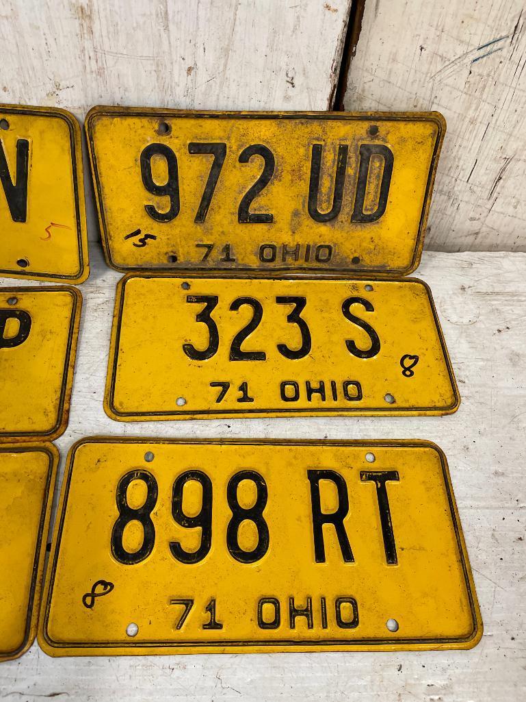 Group of 6 '71 Vintage Ohio License Plates