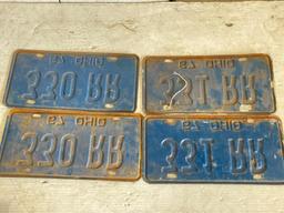 Two Pair of '67 Vintage Ohio Matching Consecutive License Plates