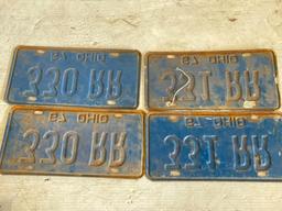 Two Pair of '67 Vintage Ohio Matching Consecutive License Plates