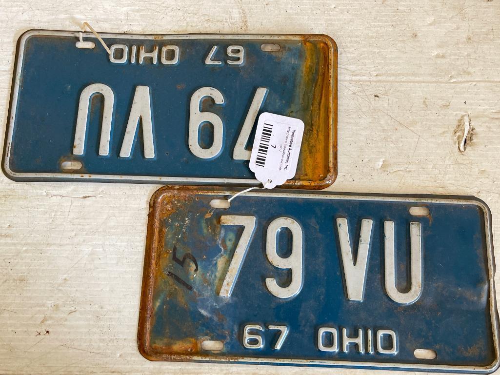 Pair of '67 Vintage Ohio Matching License Plates