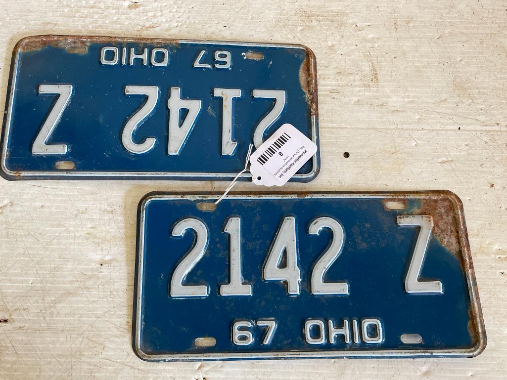 Pair of '67 Vintage Ohio Matching License Plates