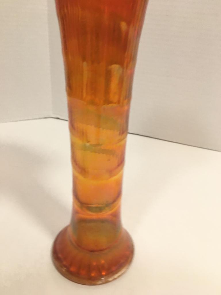 Imperial Marigold Carnival Glass Ruffle Top Vase