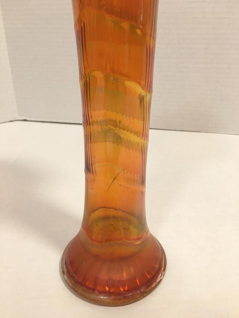 Imperial Marigold Carnival Glass Ruffle Top Vase