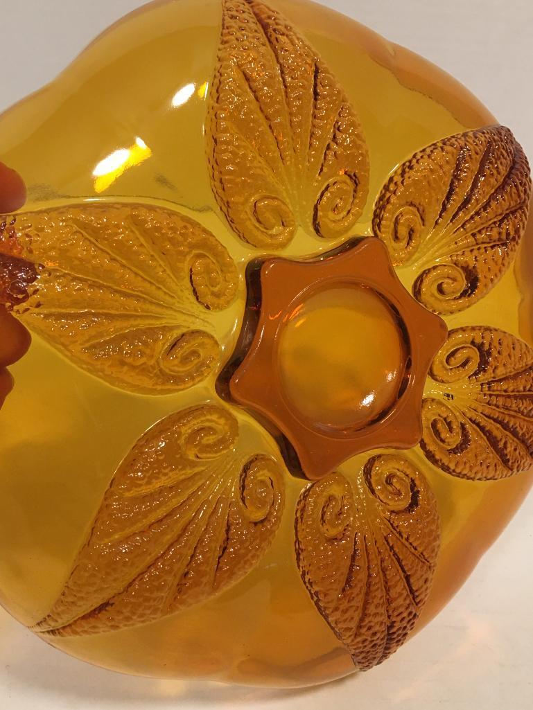 Renaissance Beaded Amber Glass Leaf Rimmed Plate