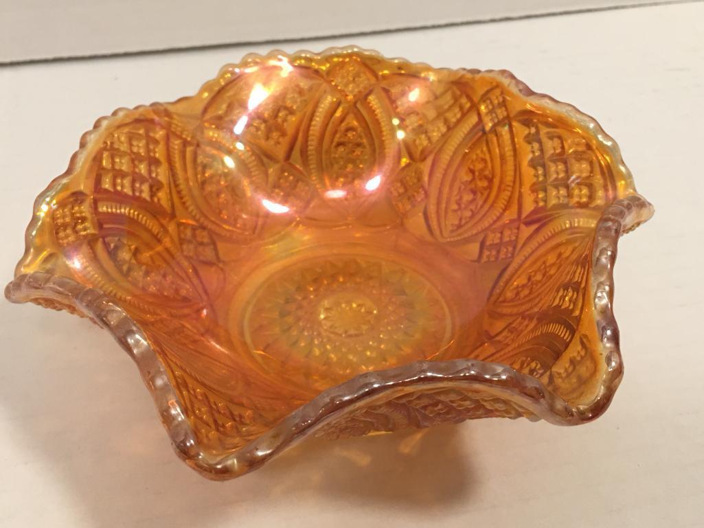 Ruffled Top Carnival Glass Bowl