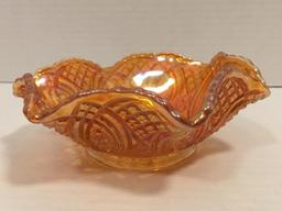 Ruffled Top Carnival Glass Bowl