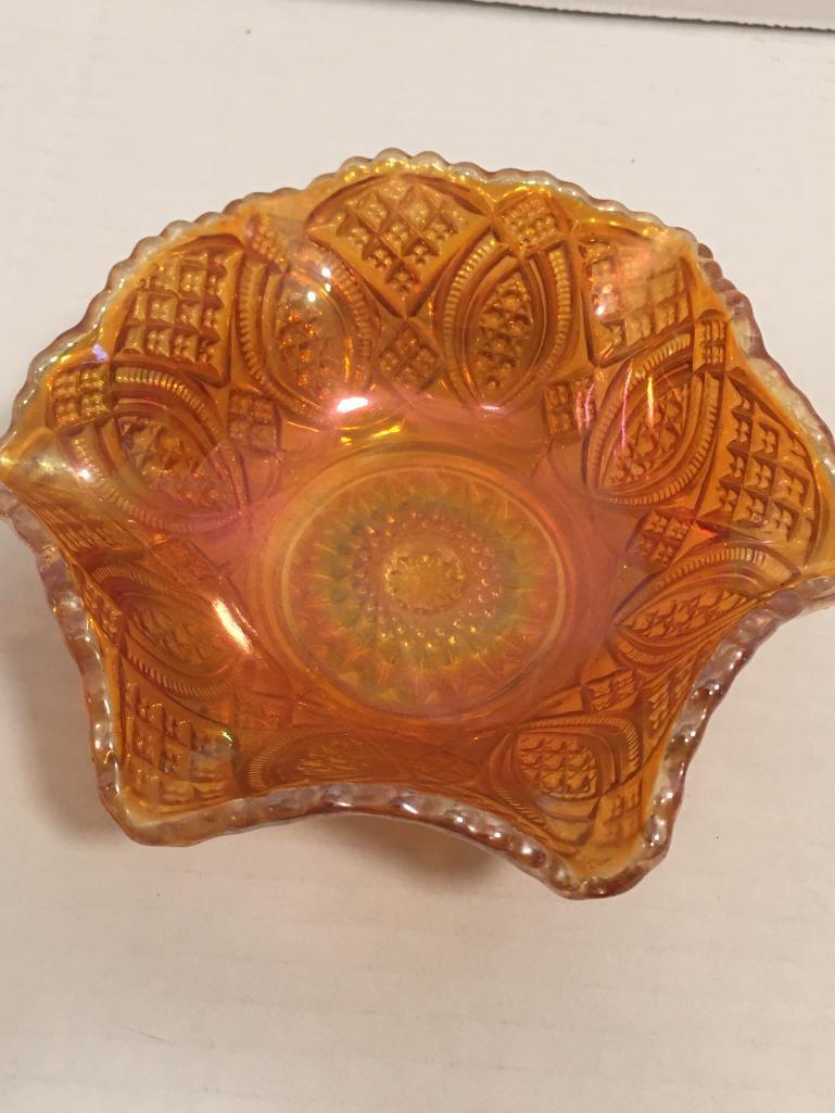 Ruffled Top Carnival Glass Bowl